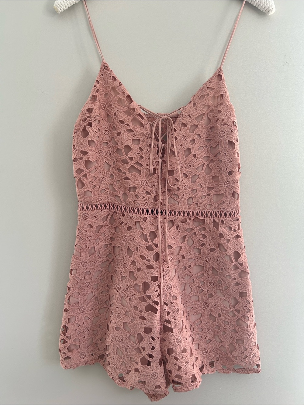 Kendall & Kylie Dusty Rose Crochet Romper